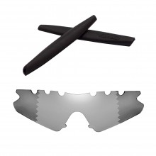 Walleva Polarized Transition/Photochromic Vented Replacement Lenses and Black Earsocks for Oakley M Frame Sweep Sunglasses